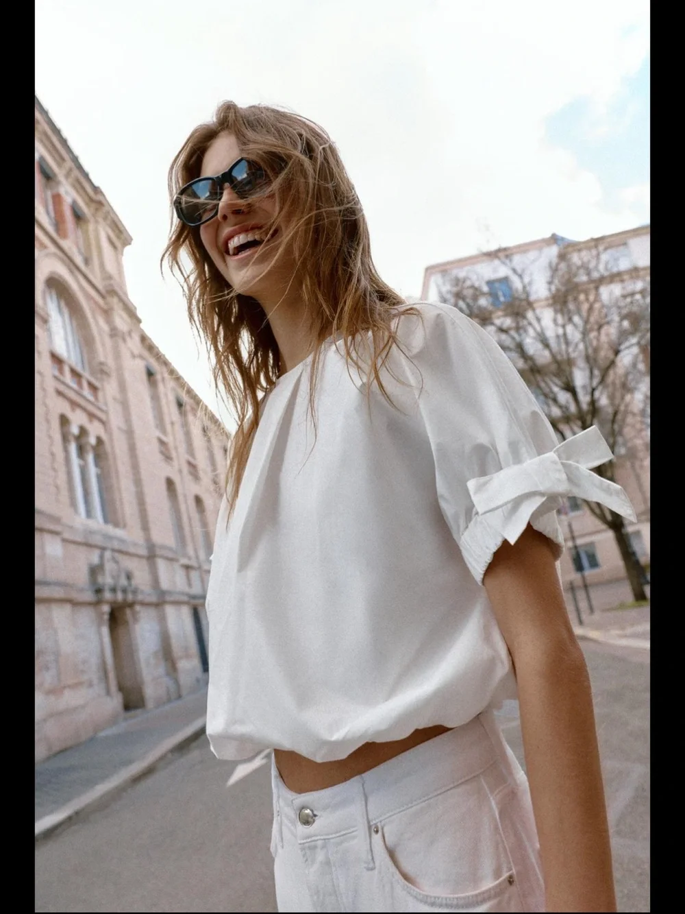Zara Tied Sleeve Balloon Top